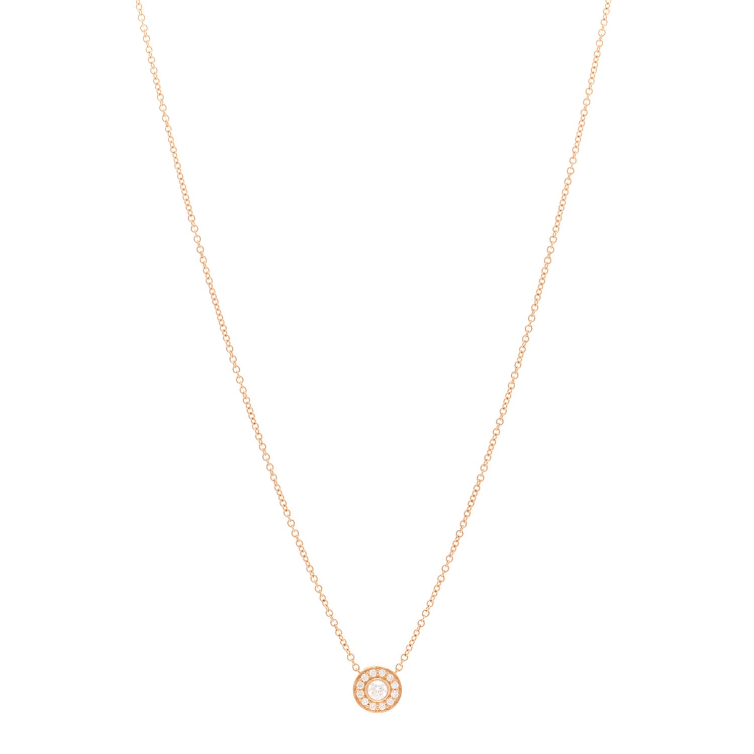 Tiffany 18K Rose Gold Diamond .16ctw Circlet Pendant Necklace 1 of 5