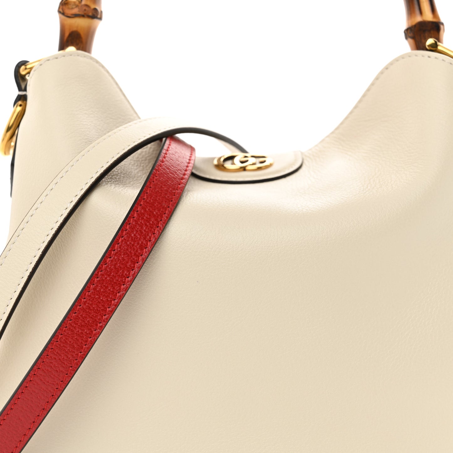 Softy Wonka Textured Dollar Calfskin Small Diana Shoulder Bag Mystic White Hibiscus Red