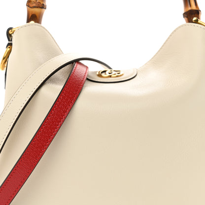 Gucci Softy Wonka Textured Dollar Calfskin Small Diana Shoulder Bag Mystic White Hibiscus Red 8 of 10
