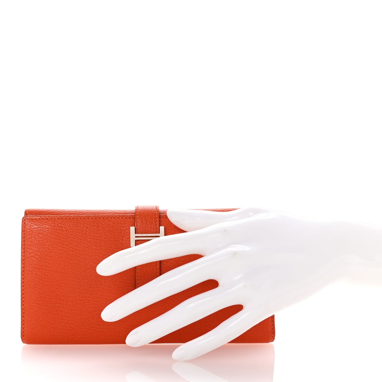 Hermes Chevre Mysore Bearn Gusset Wallet Orange 2 of 7