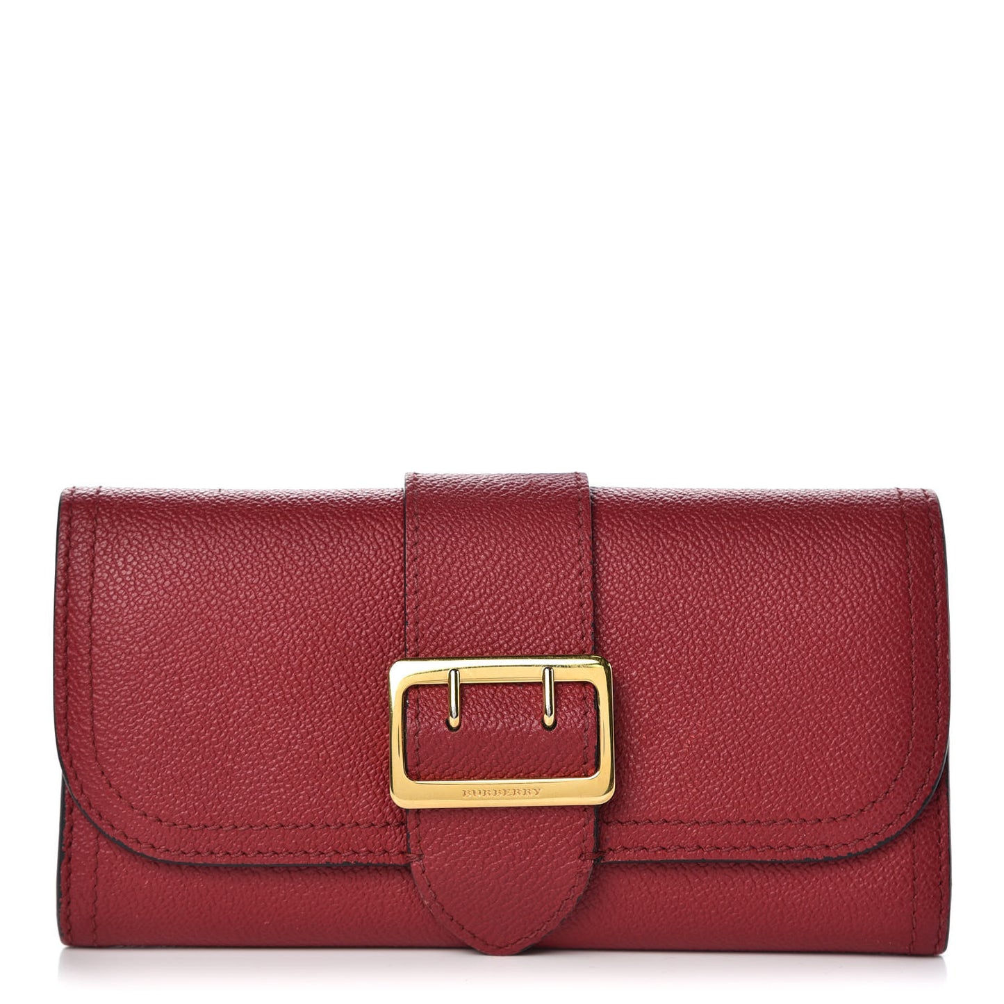 Grainy Leather Buckle Detail Flap Wallet Red