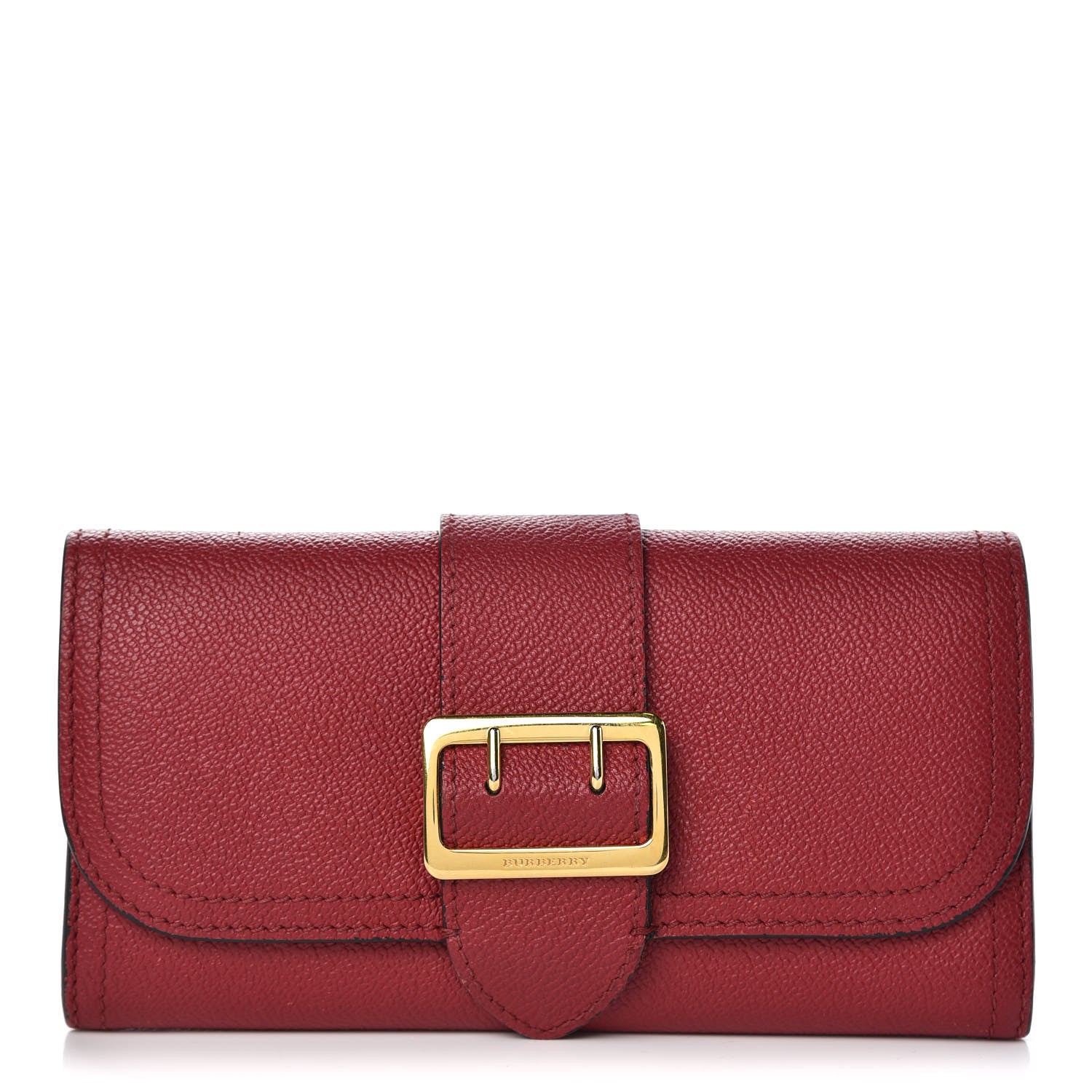 Burberry Grainy Leather Buckle Detail Flap Wallet Red 1 of 11