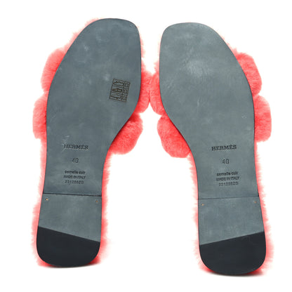Hermes Woolskin Oran Sandals 40 Rose Du Desert 5 of 8