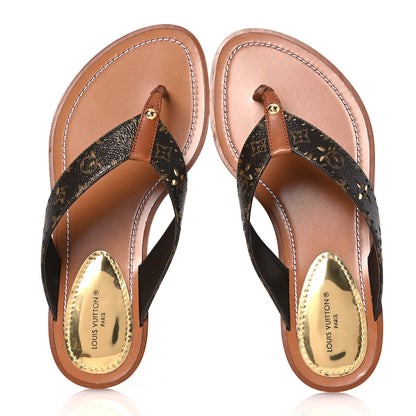 Louis Vuitton Monogram Sunny Flat Thong Sandals 36 Brown 2 of 13