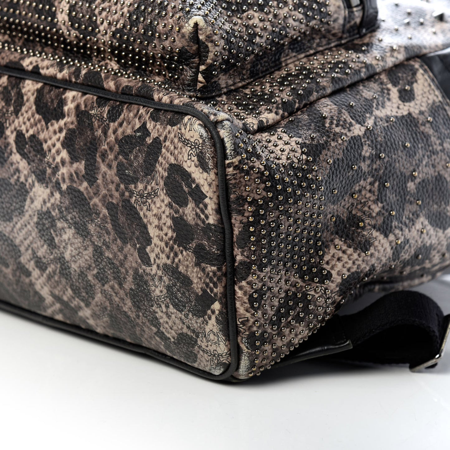 Visetos Snakeskin Printed Studded Medium Stark Backpack Grey