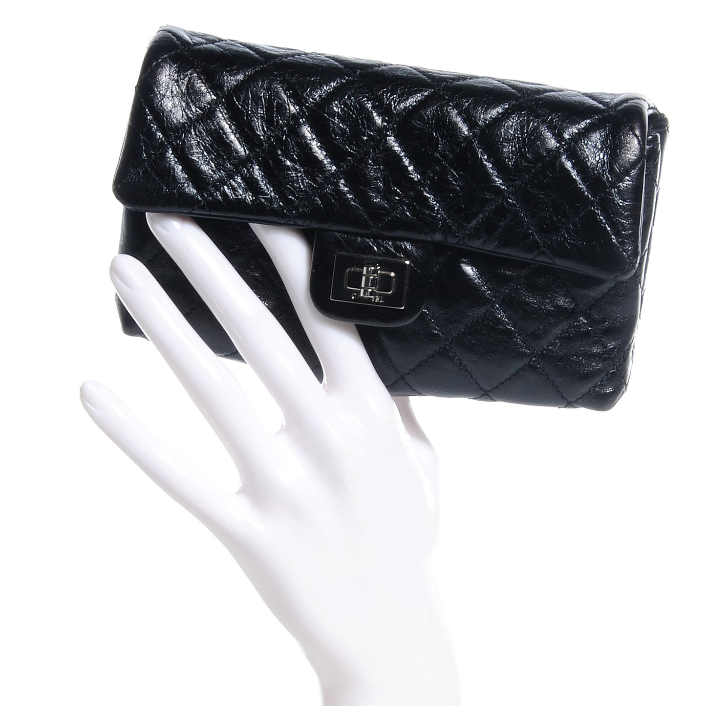 Glazed Calfskin 2.55 Reissue Flap Belt Bag Clutch Black