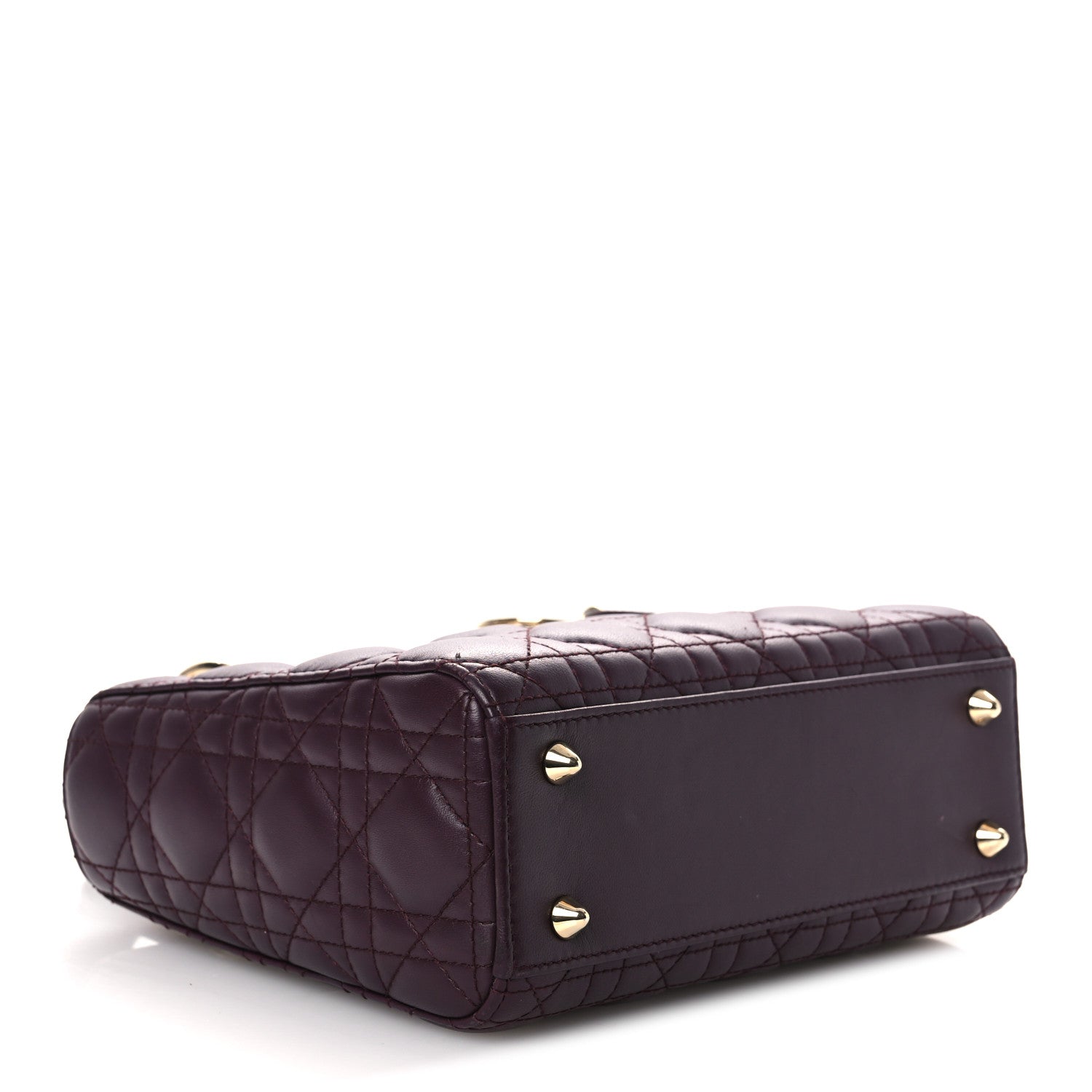 Christian Dior Lambskin Cannage Small Lady Dior Burgundy 4 of 16