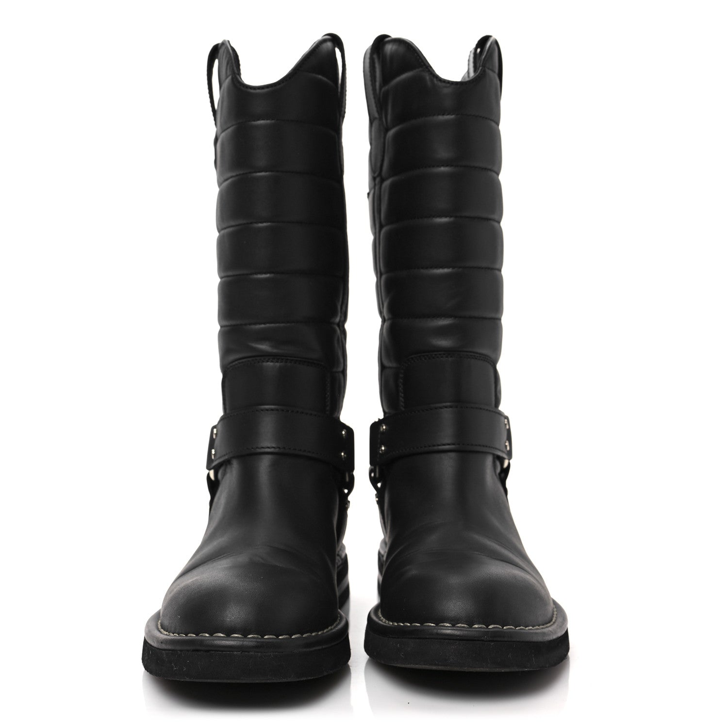 Chanel Oily Calfskin Star Quilted Biker Boots 36.5 Black 2 of 7
