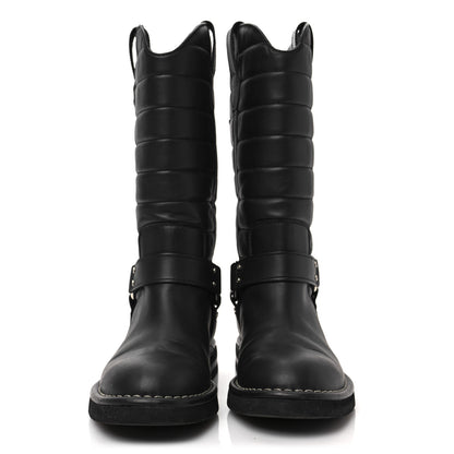 Chanel Oily Calfskin Star Quilted Biker Boots 36.5 Black 2 of 7