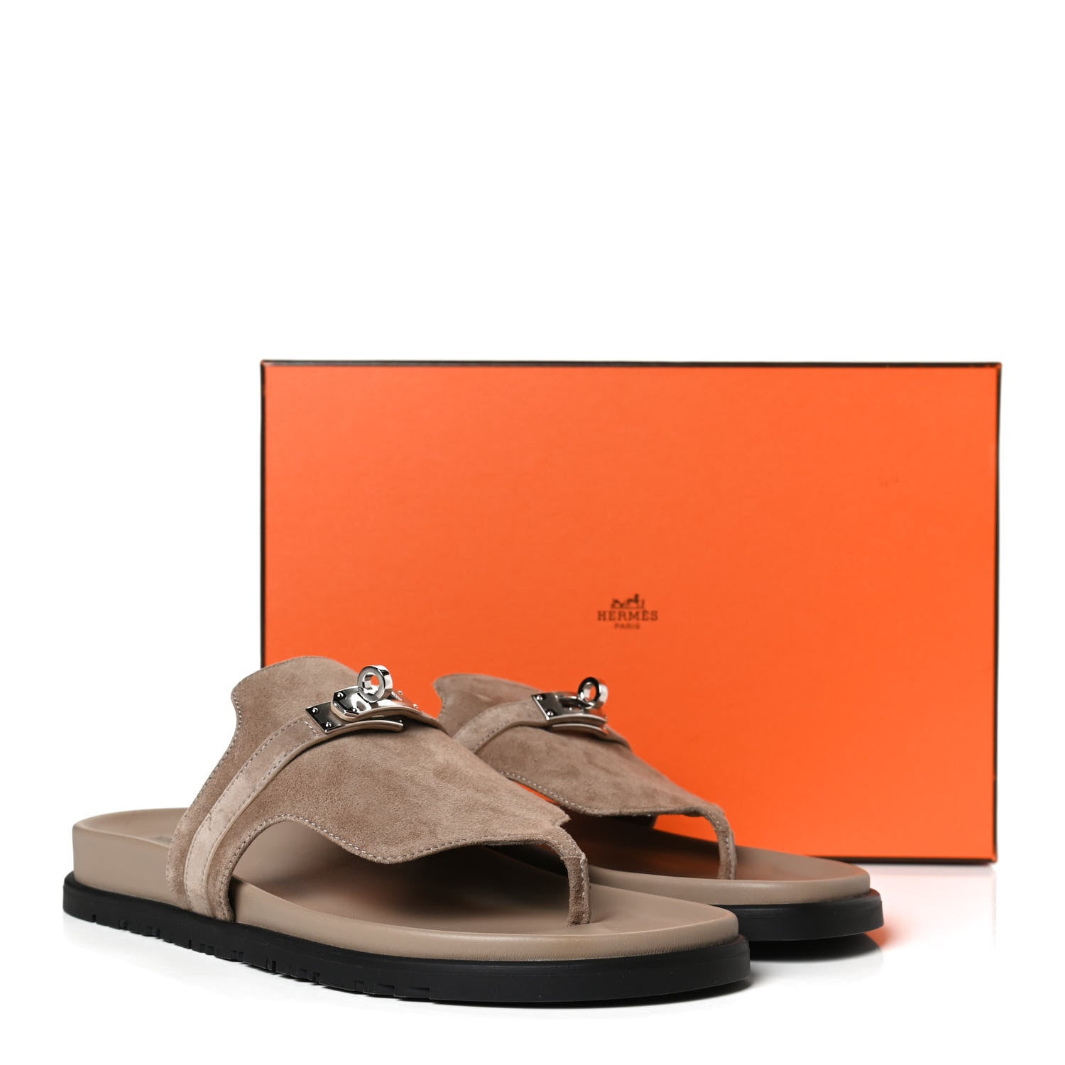 Hermes Suede Goatskin Womens Empire Sandals 41 Beige Sable 11 of 11