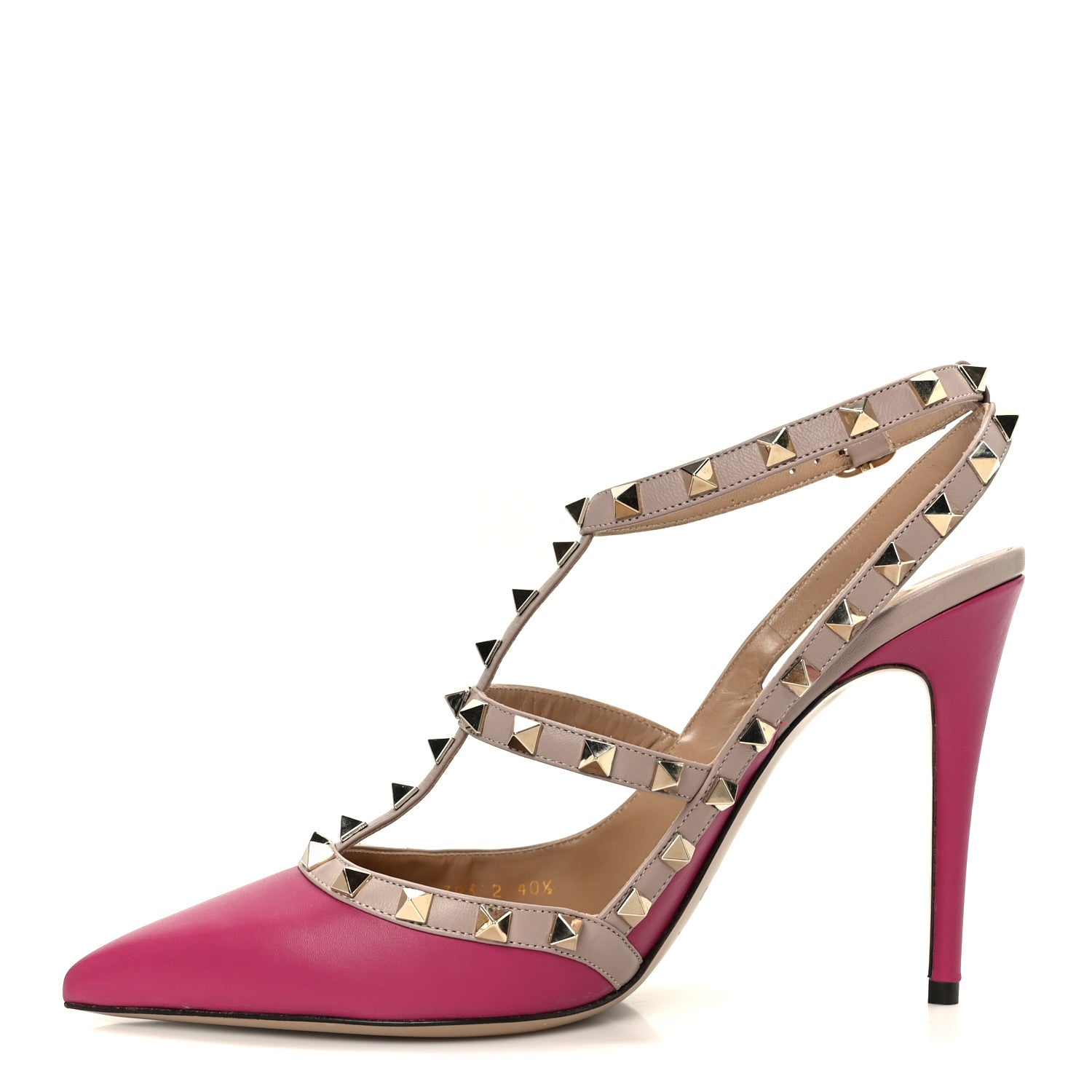 Valentino Garavani Calfskin Nappa Rockstud Ankle Strap 100mm Pumps 40.5 Deep Cyclamin Poudre 1 of 10