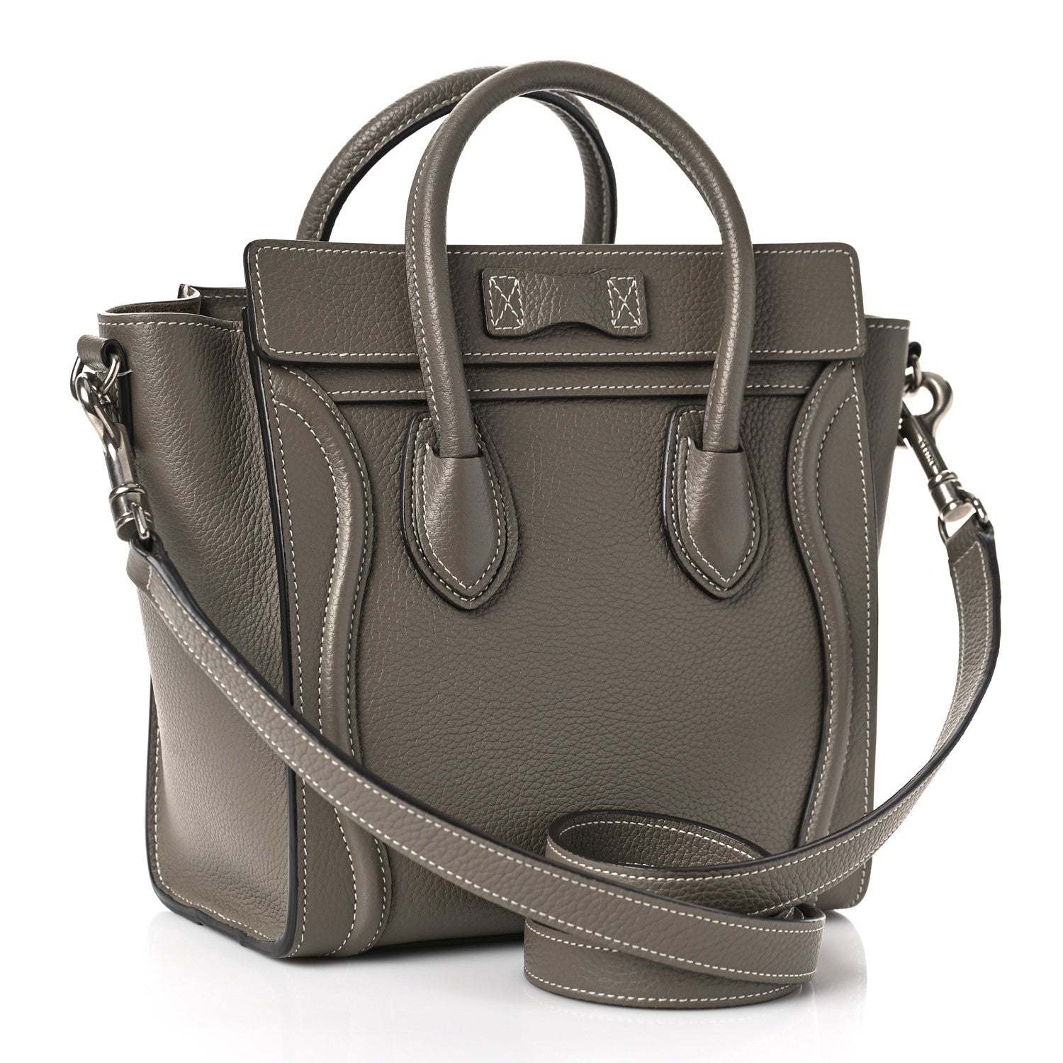 Celine Drummed Calfskin Nano Luggage Souris 3 of 8