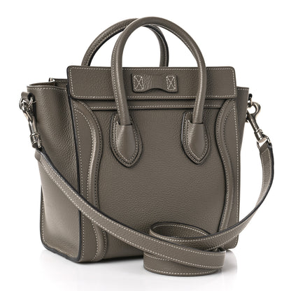 Celine Drummed Calfskin Nano Luggage Souris 3 of 8
