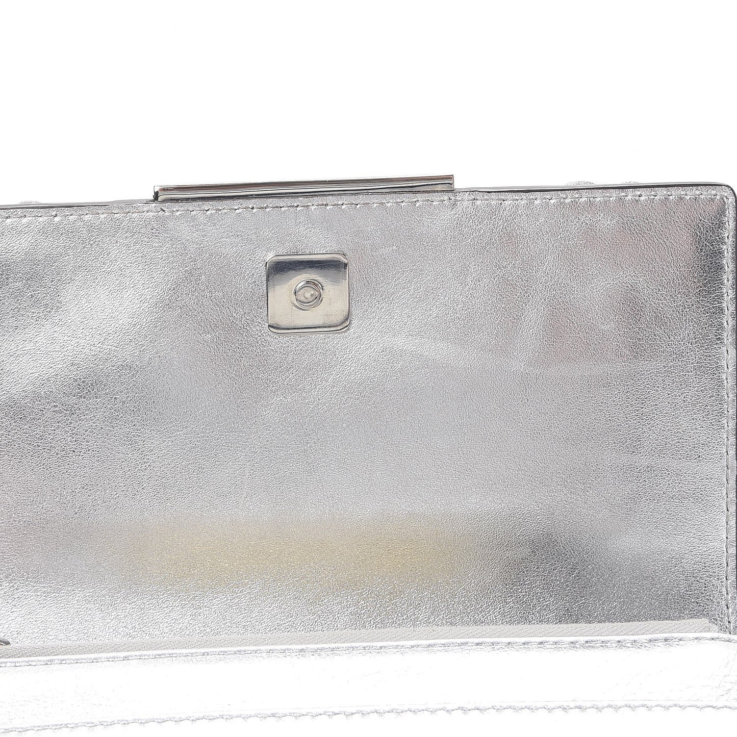 Vitello Catalan Mirror Flowerland Tube Wallet On Chain Argento