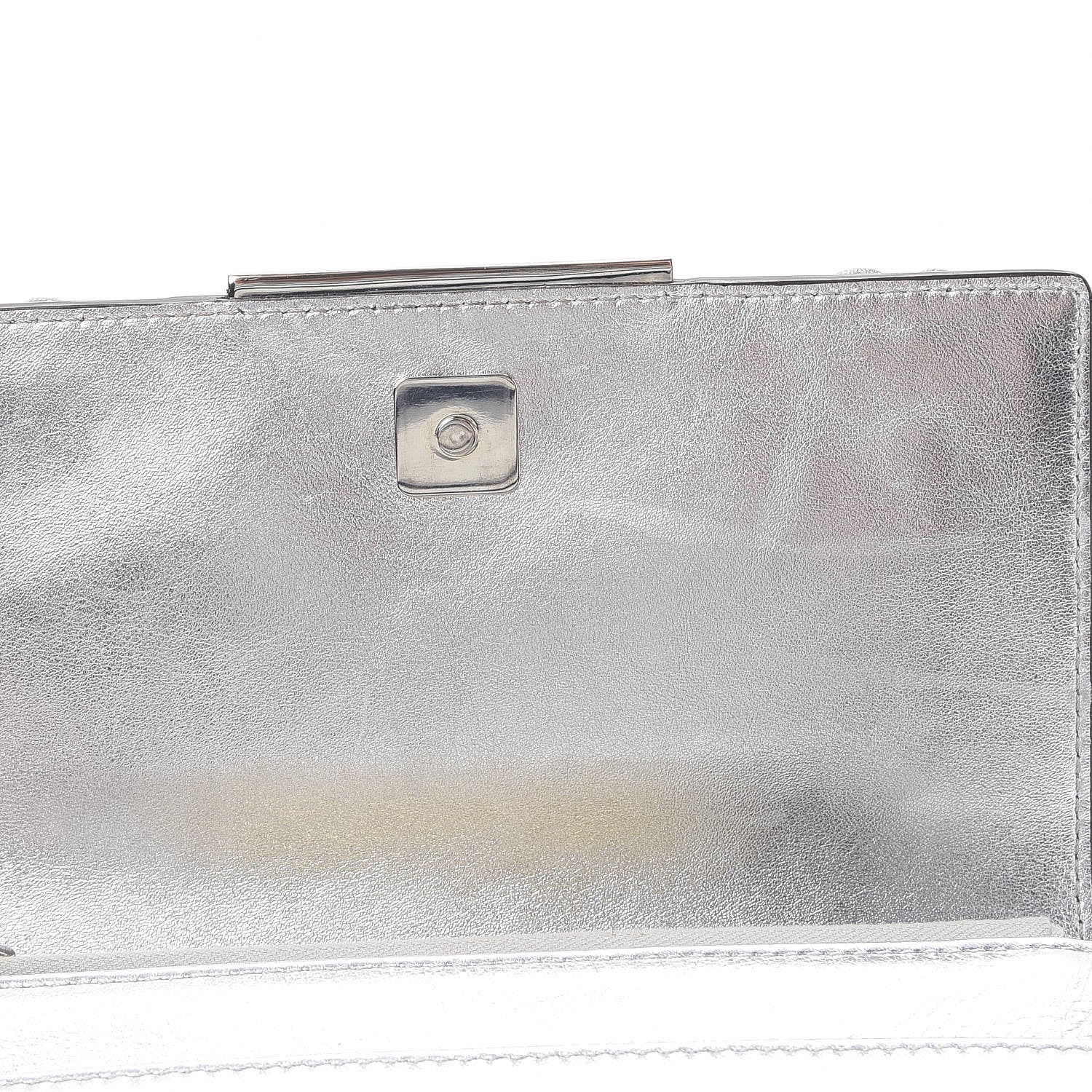 Fendi Vitello Catalan Mirror Flowerland Tube Wallet On Chain Argento 10 of 11