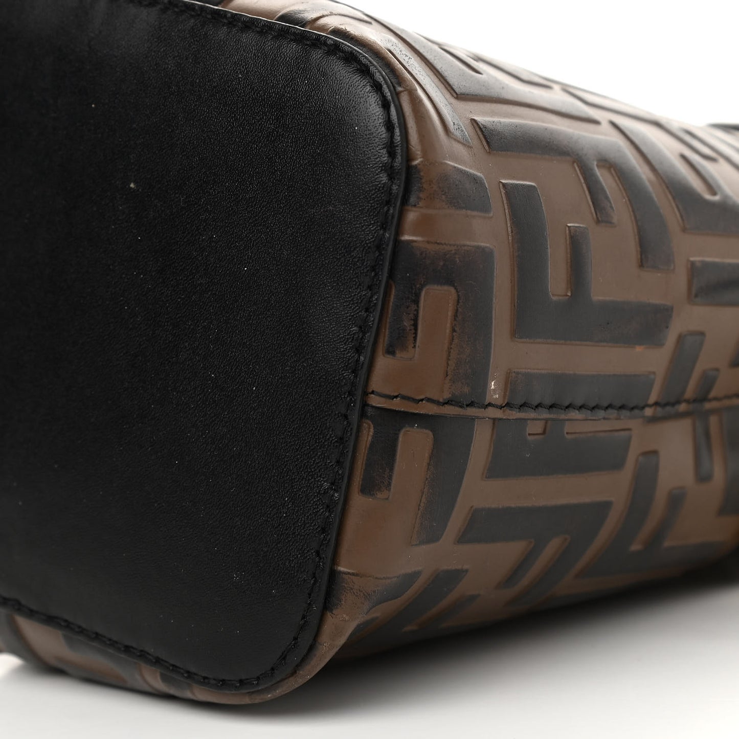 Vitello Liberty F is Fendi Bi-Color FF 1974 Embossed Mini Mon Tresor Bucket Bag Maya Black