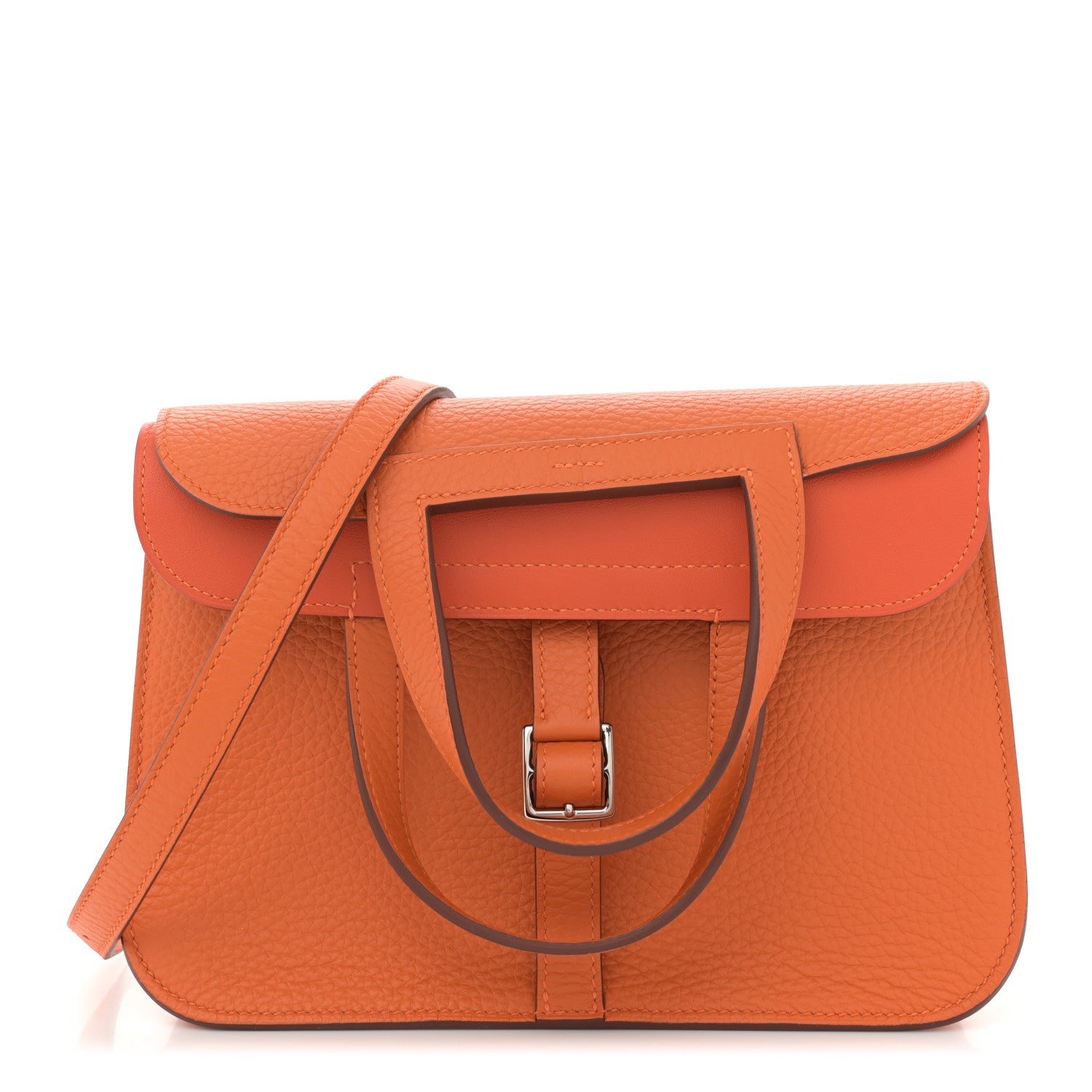 Hermes Taurillon Clemence Halzan 25 Orange 1 of 10