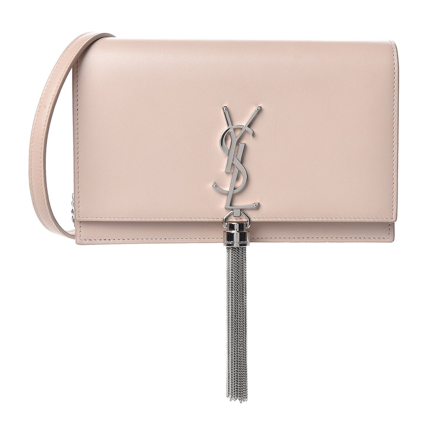 Smooth Calfskin Classic Monogram Kate Tassel Chain Wallet Marble Pink