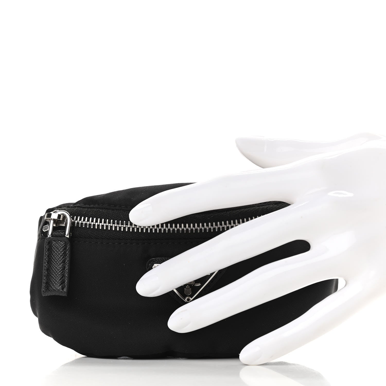 Prada Re-Nylon Travel Saffiano Metal Triangle Logo Mini Arm Pouch Black 2 of 9