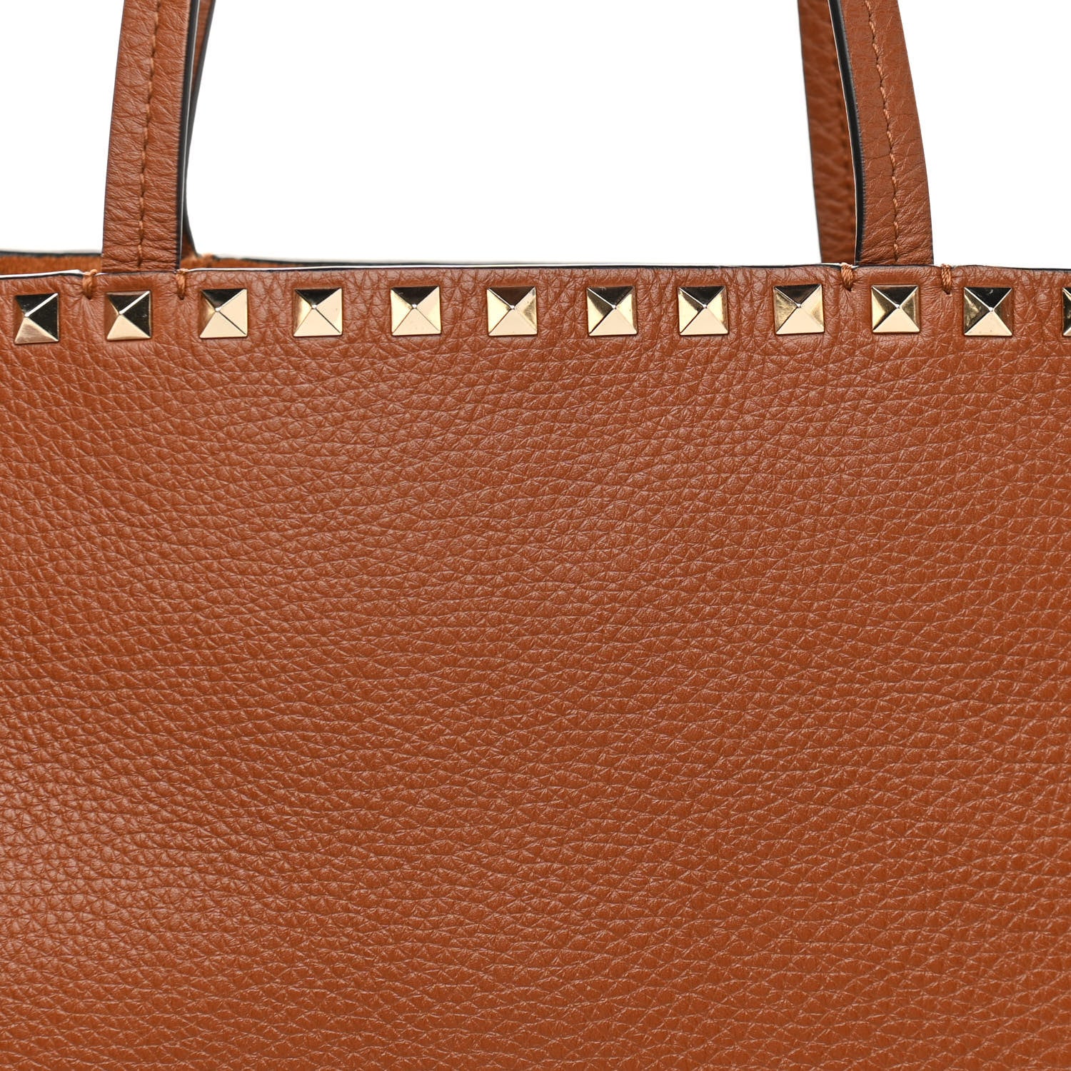 Valentino Garavani Grained Calfskin Rockstud Shoulder Tote Tan 8 of 10
