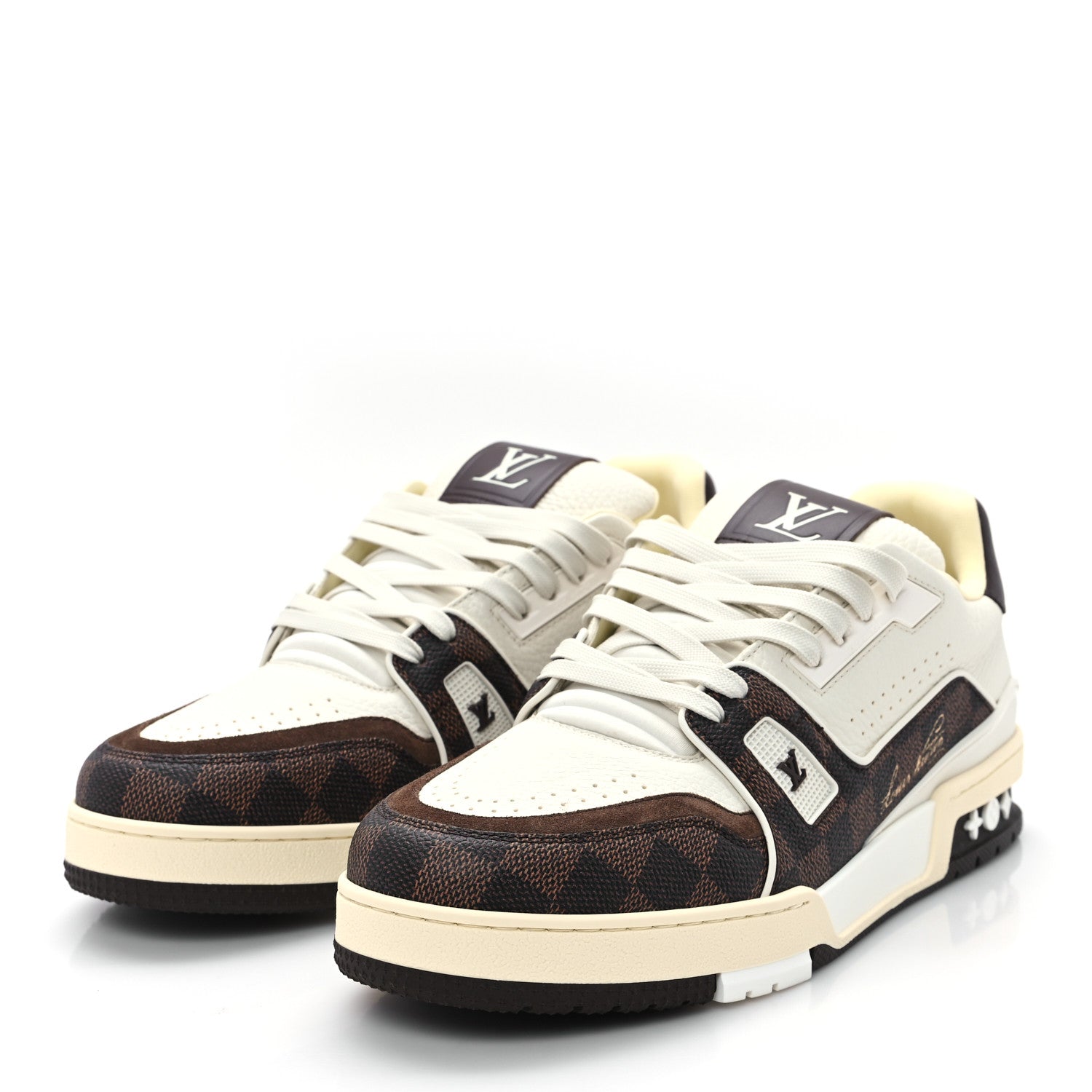 Louis Vuitton Grained Calfskin Damier Ebene Mens LV Trainer