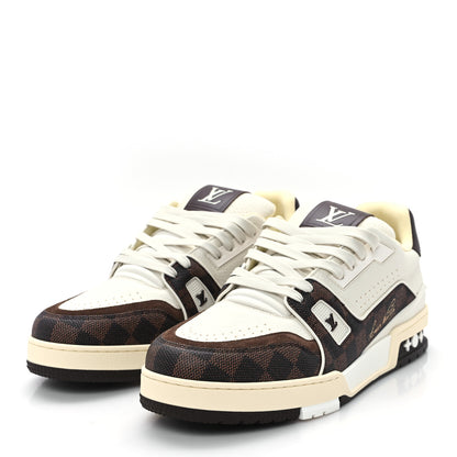 Louis Vuitton Grained Calfskin Damier Ebene Mens LV Trainer Sneakers 8 Moka Brown 4 of 10