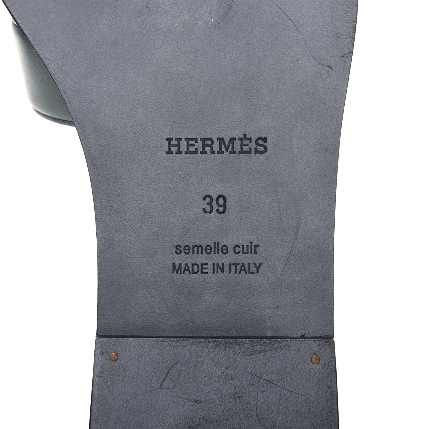 Hermes Box Calfskin Oran Sandals 39 Black Lichen 6 of 9