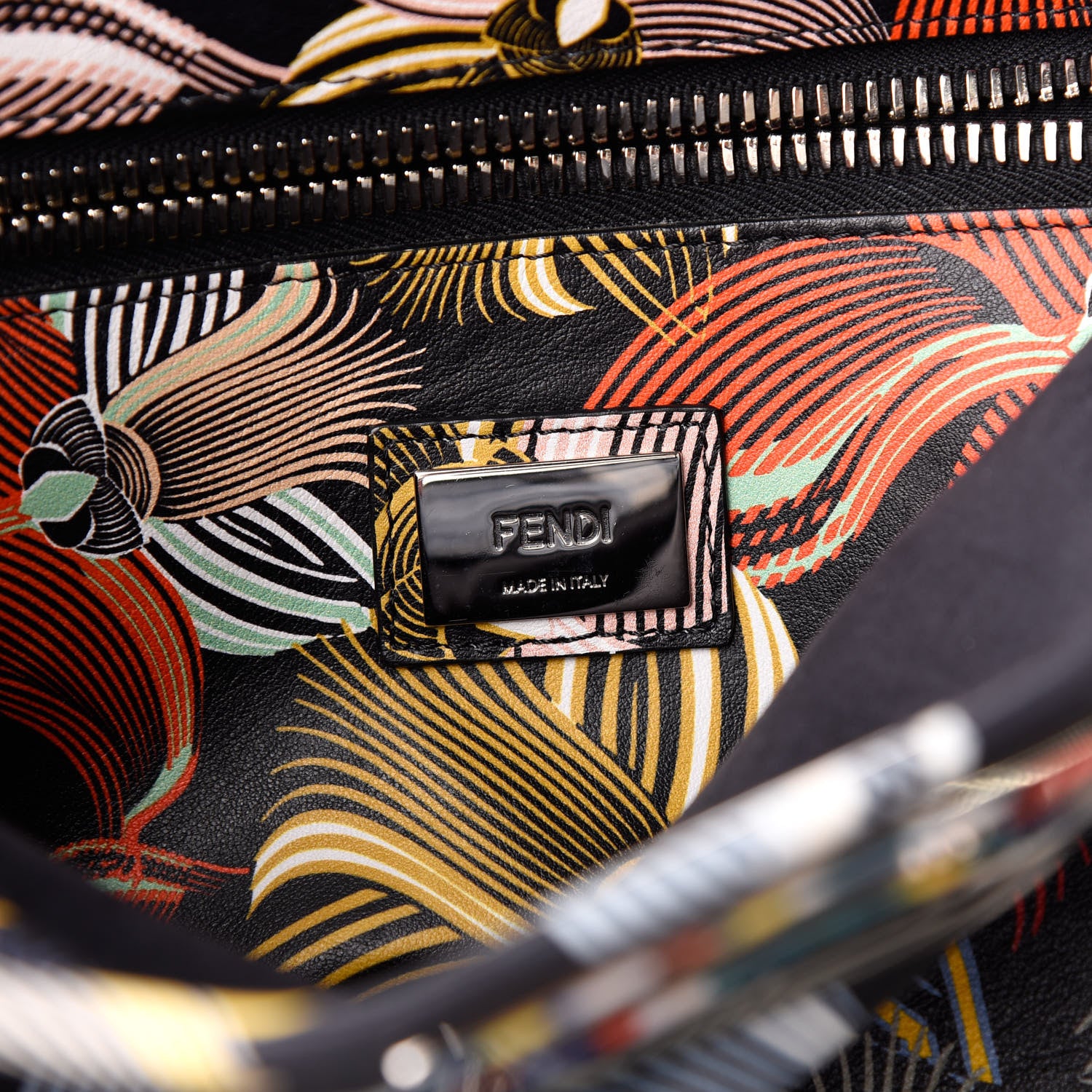 Fendi Calfskin Orchid Large Peekaboo Iconic Satchel Black Multicolor 7 of 10