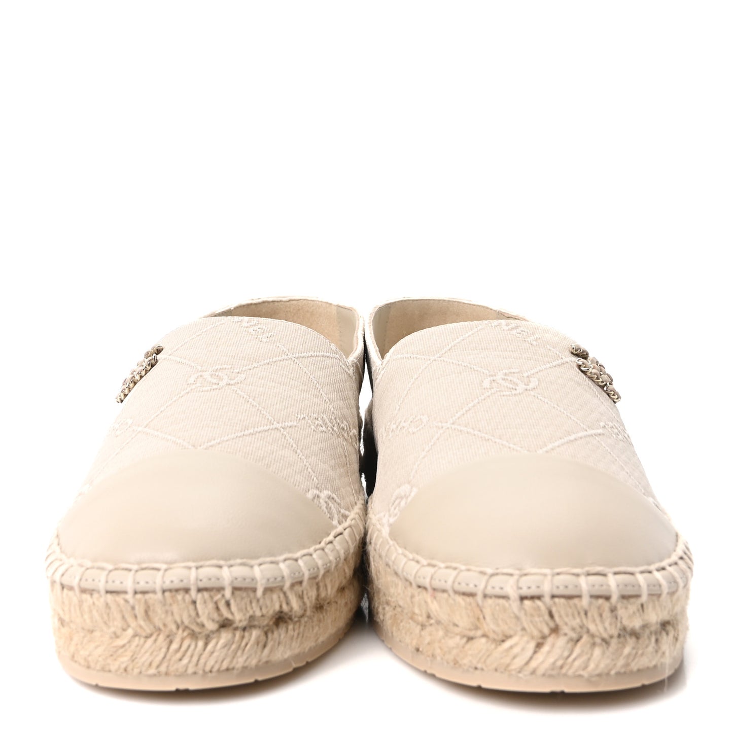 Cotton Lambskin Logo CC Espadrilles 41 Beige