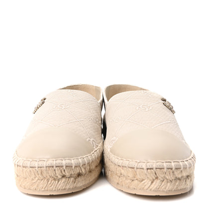 Chanel Cotton Lambskin Logo CC Espadrilles 41 Beige 3 of 10