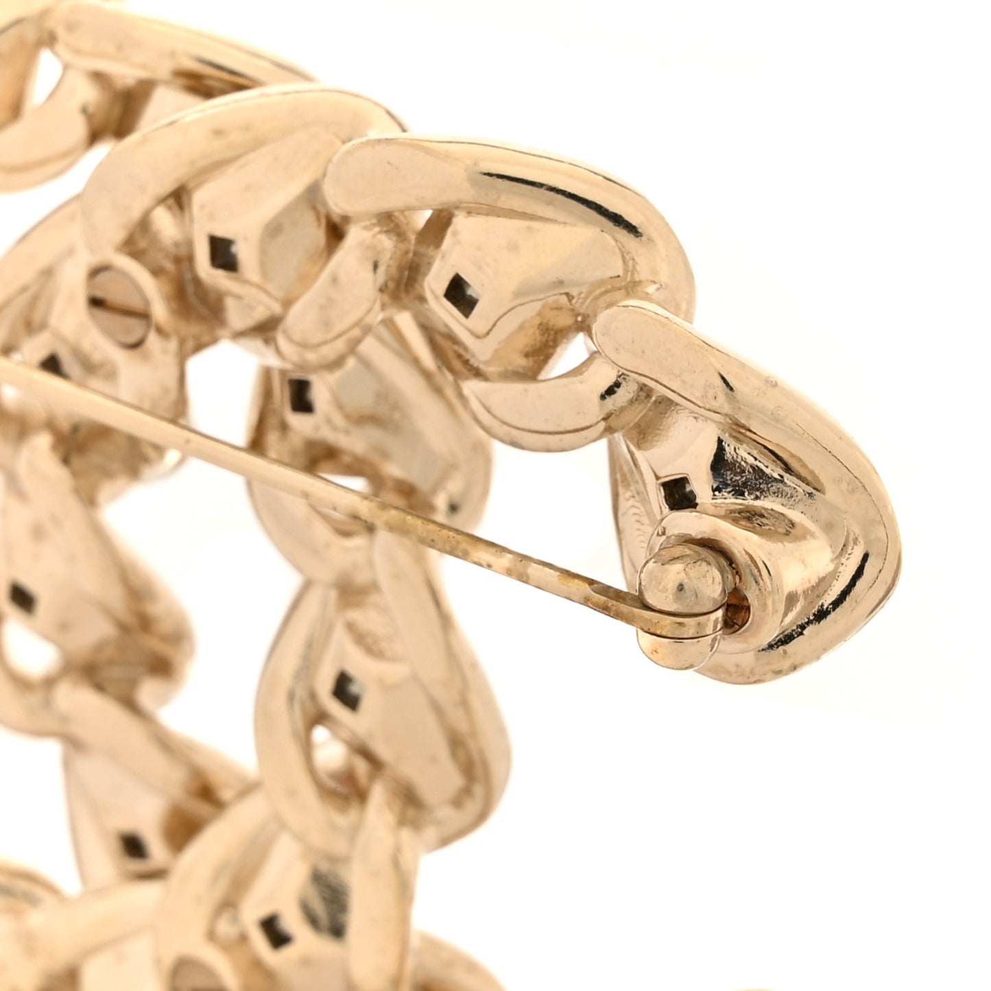 Chain Crystal CC Brooch Gold