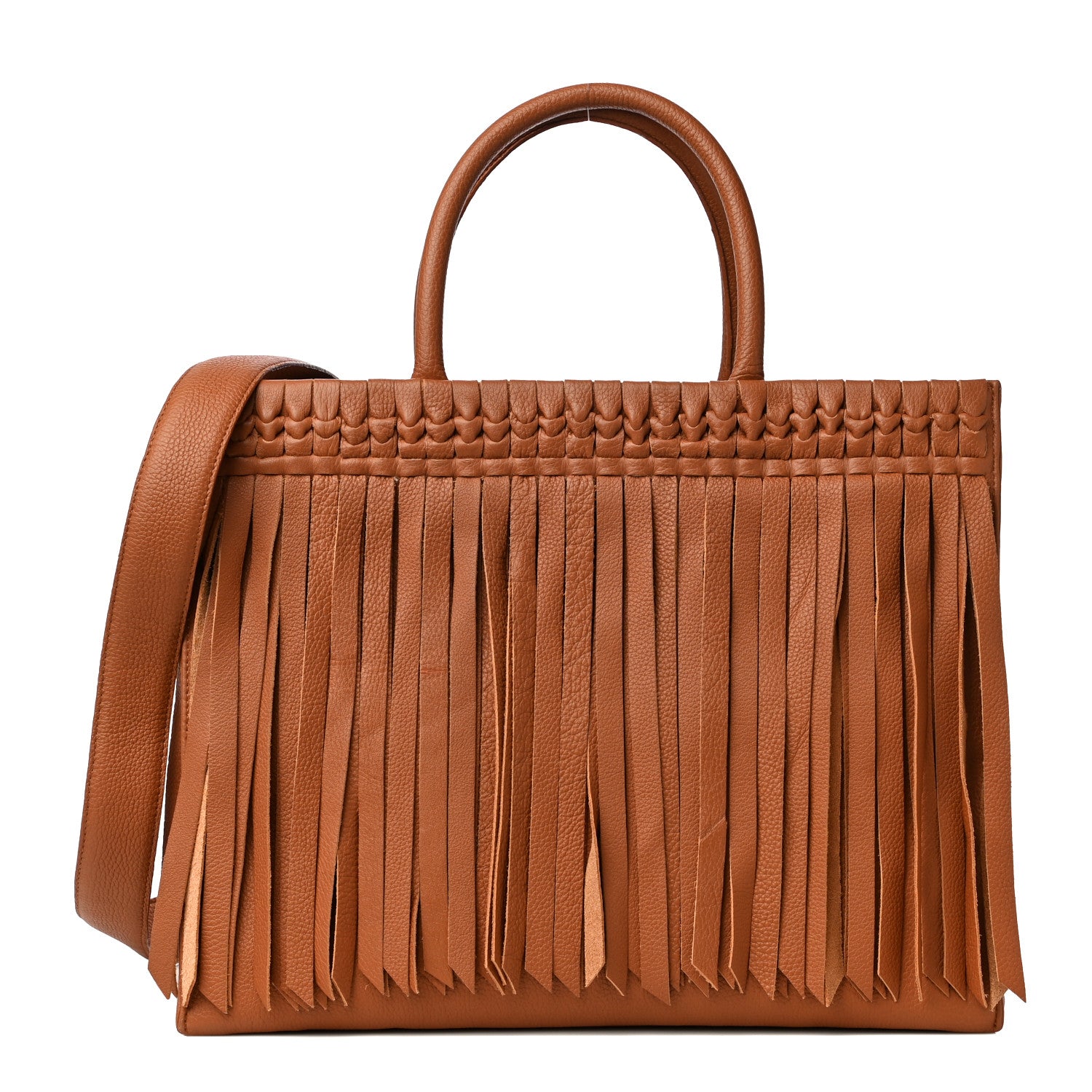 Nancy Gonzalez Calfskin Fringe Emma Tote Bag Cognac 4 of 17
