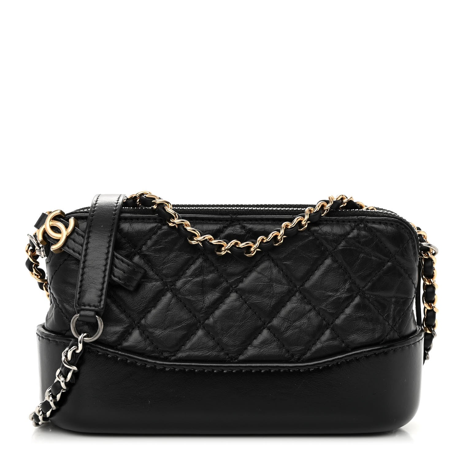 Chanel Aged Calfskin Quilted Small Gabrielle Clutch With Chain Black 1 of 11