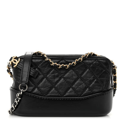 Chanel Aged Calfskin Quilted Small Gabrielle Clutch With Chain Black 1 of 11