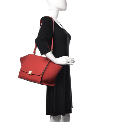 Celine Drummed Calfskin Suede Medium Trapeze Coquelicot 2 of 16