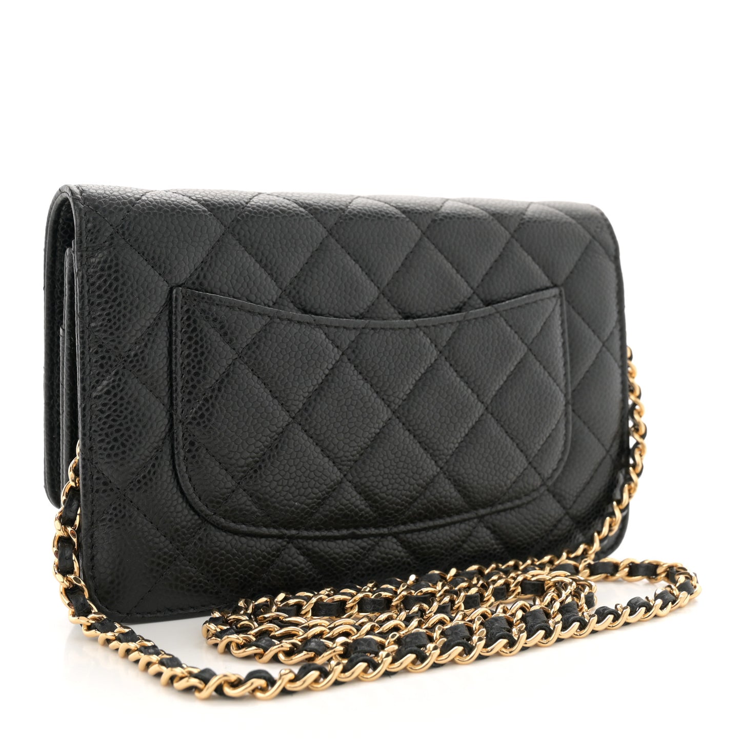 Caviar Quilted Wallet on Chain WOC Black
