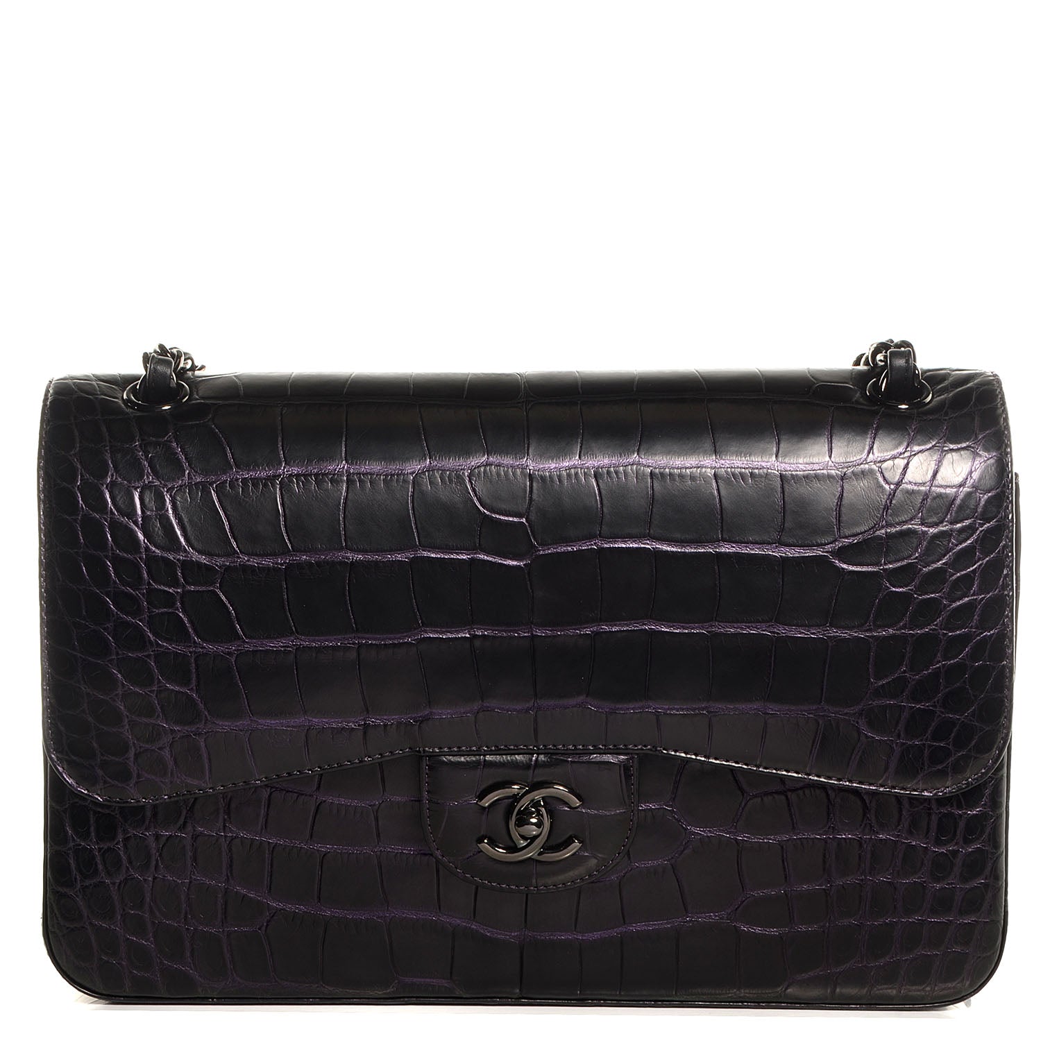 Chanel Alligator Jumbo Double Flap Purple 1 of 9