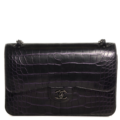 Chanel Alligator Jumbo Double Flap Purple 1 of 9