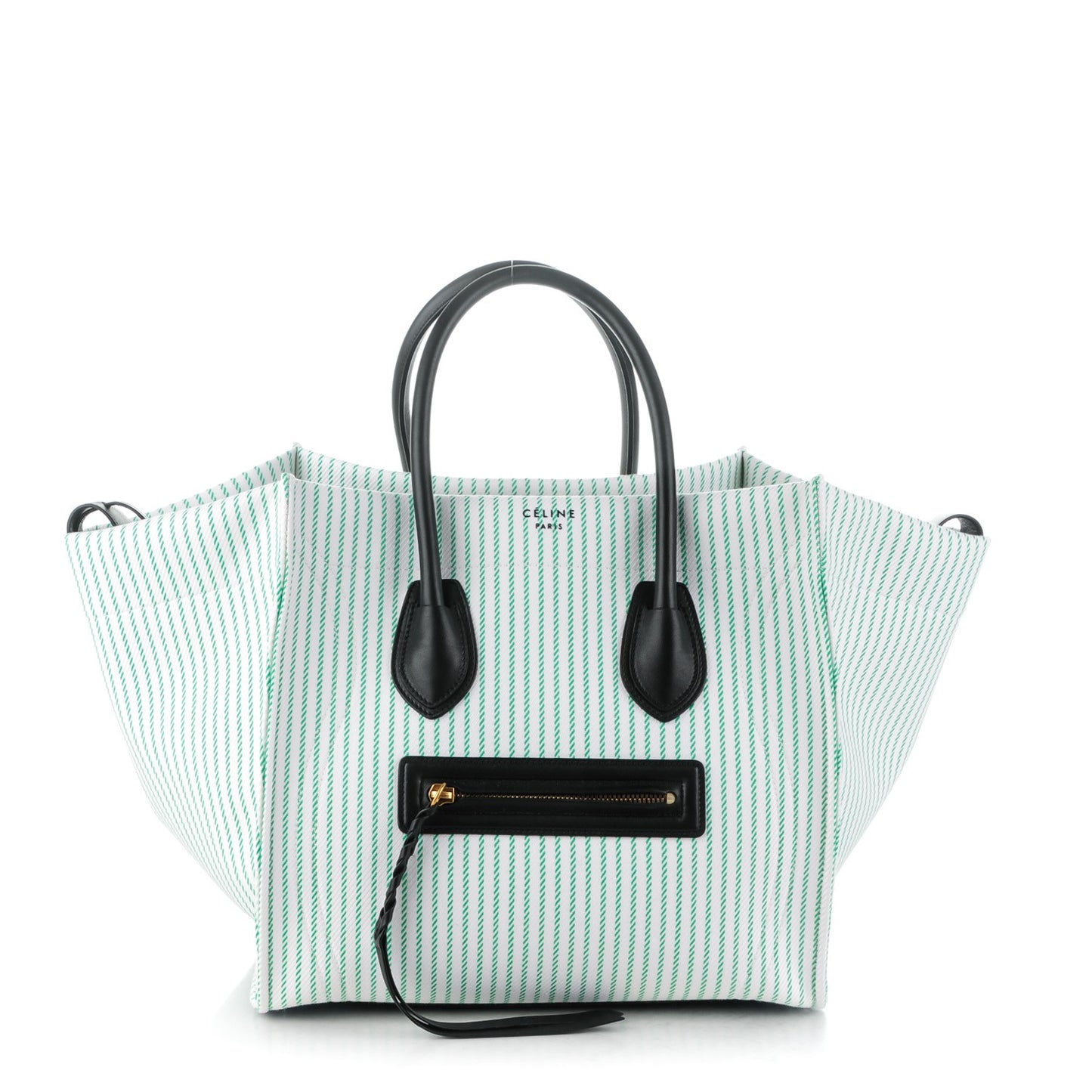 Cotton Canvas Striped Medium Phantom Luggage White Green