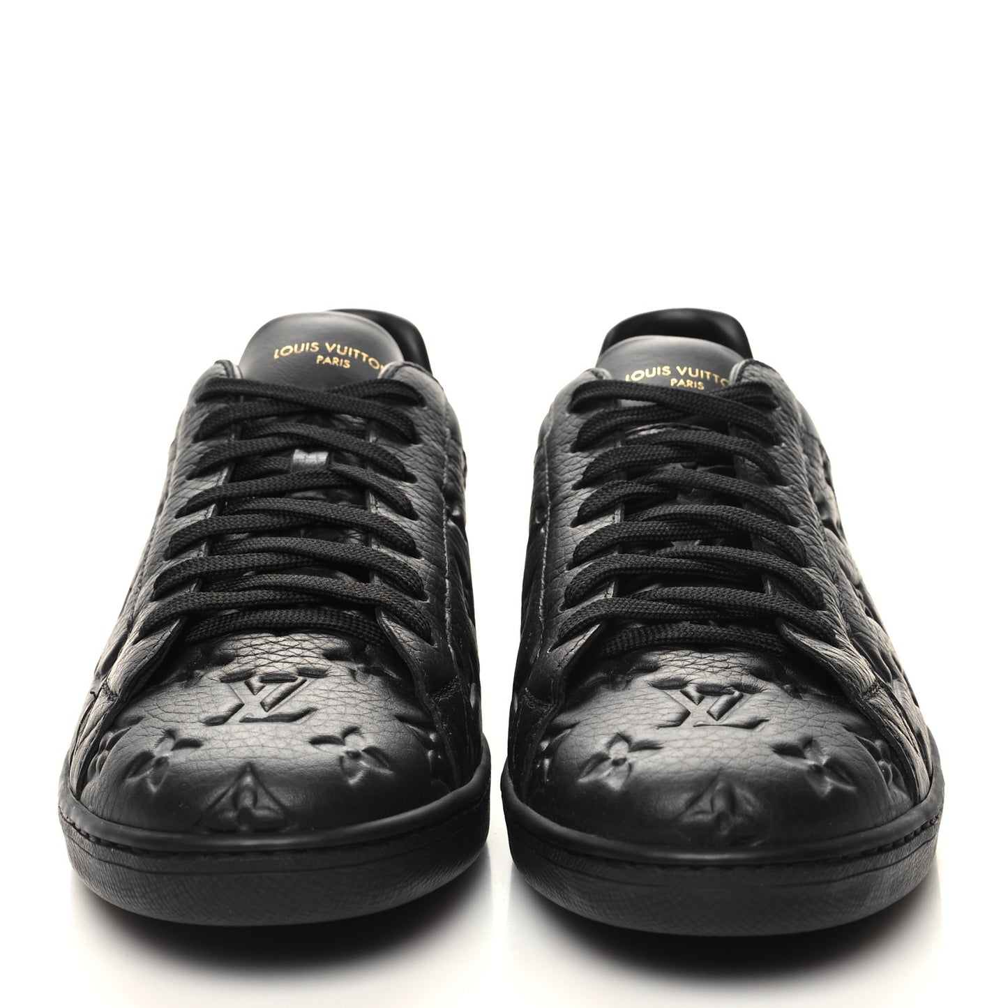 Grained Calfskin Embossed Monogram Mens Luxembourg Sneakers 9.5 Black
