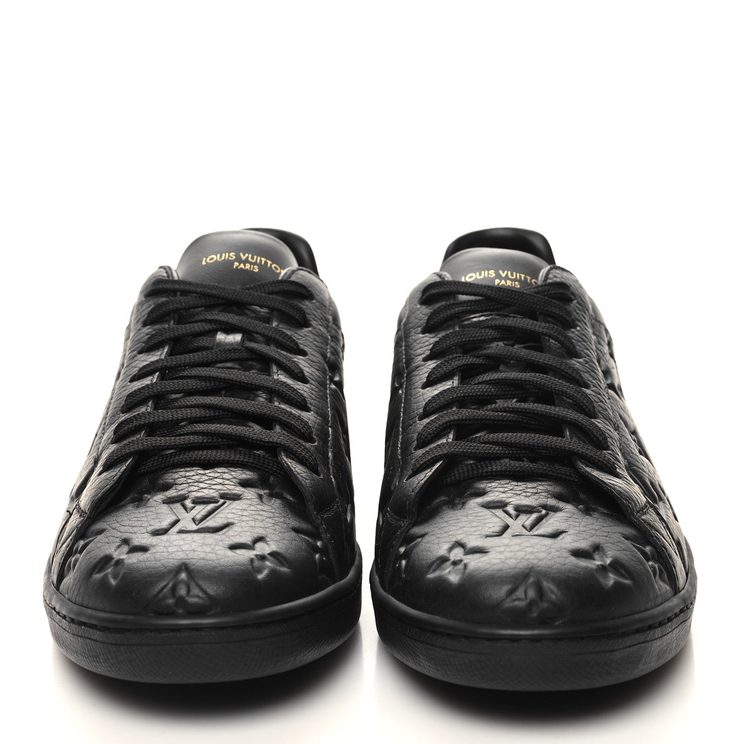 Louis Vuitton Grained Calfskin Embossed Monogram Mens Luxembourg Sneakers 9.5 Black 2 of 8