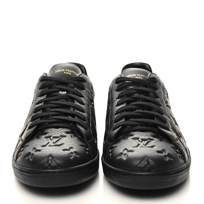 Louis Vuitton Grained Calfskin Embossed Monogram Mens Luxembourg Sneakers 9.5 Black 2 of 8