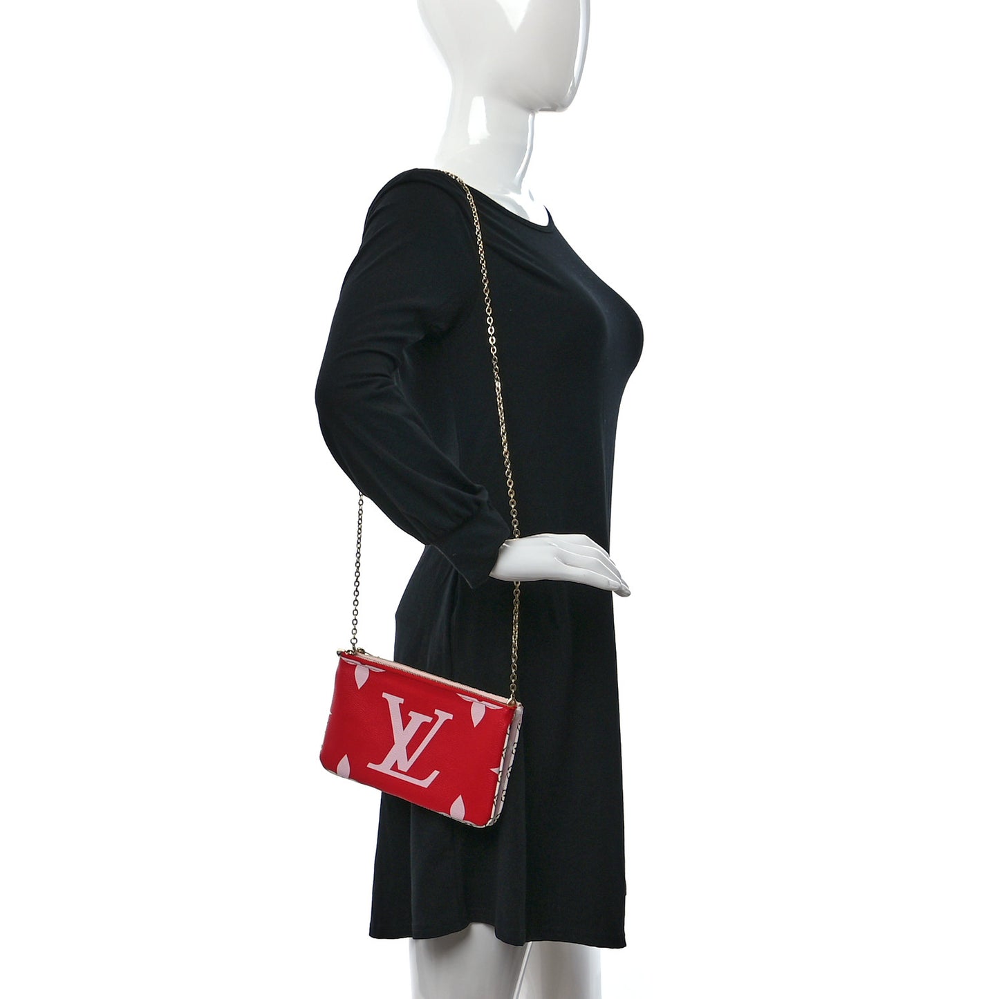 Monogram Giant Double Zip Pochette Rouge