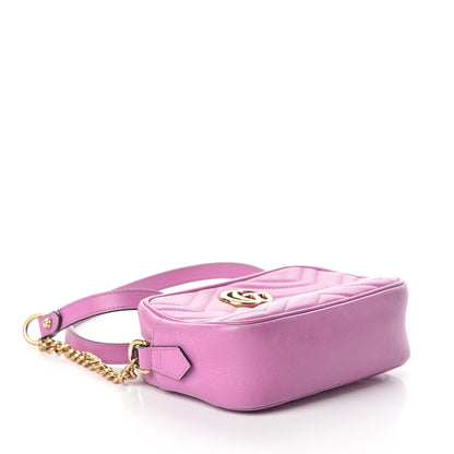 Gucci Calfskin Matelasse Mini GG Marmont Chain Shoulder Bag Candy Mousse 3 of 8
