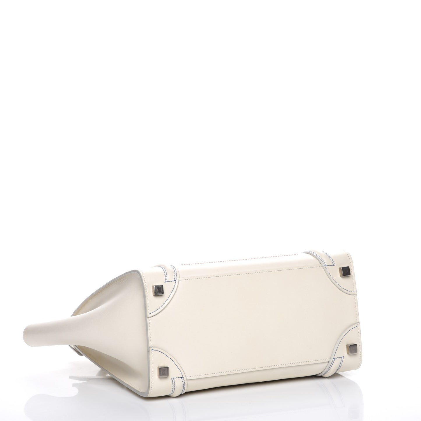 Smooth Calfskin Multicolor Double Stitching Micro Luggage White