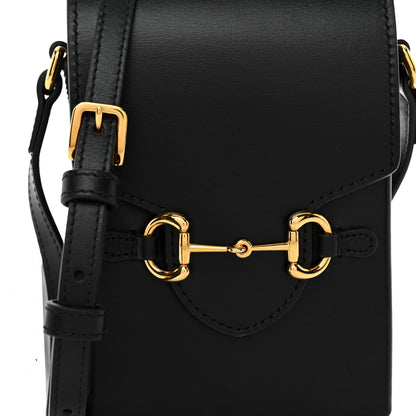 Gucci Boarded Plutone Calfskin Mini Horsebit 1955 Crossbody Bag Black 8 of 12
