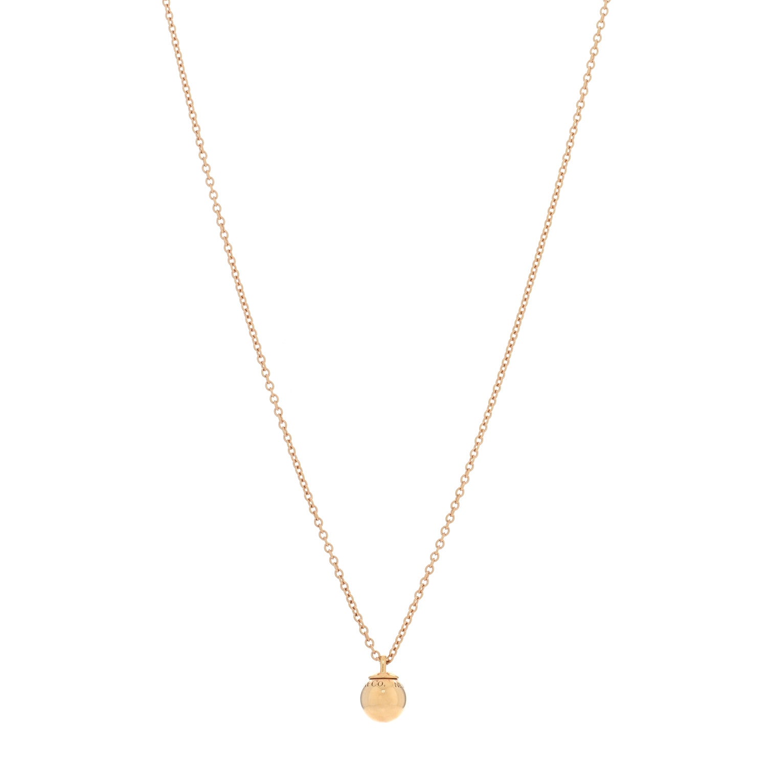 Tiffany 18K Rose Gold 8mm HardWear Ball Pendant Necklace 1 of 5