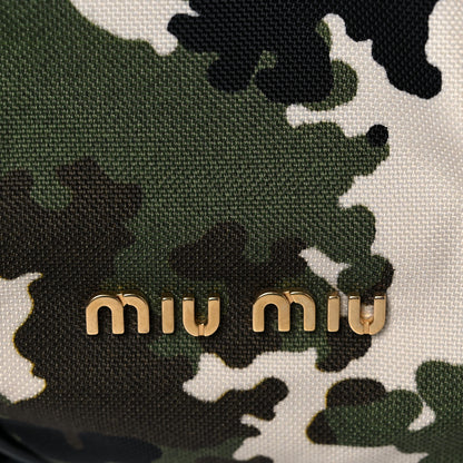 Miu Miu Canvas Calfskin Camo Print Drawstring Bucket Bag 9 of 9