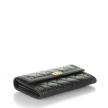 Chanel Caviar Quilted Boy Flap Wallet Black 4 of 8