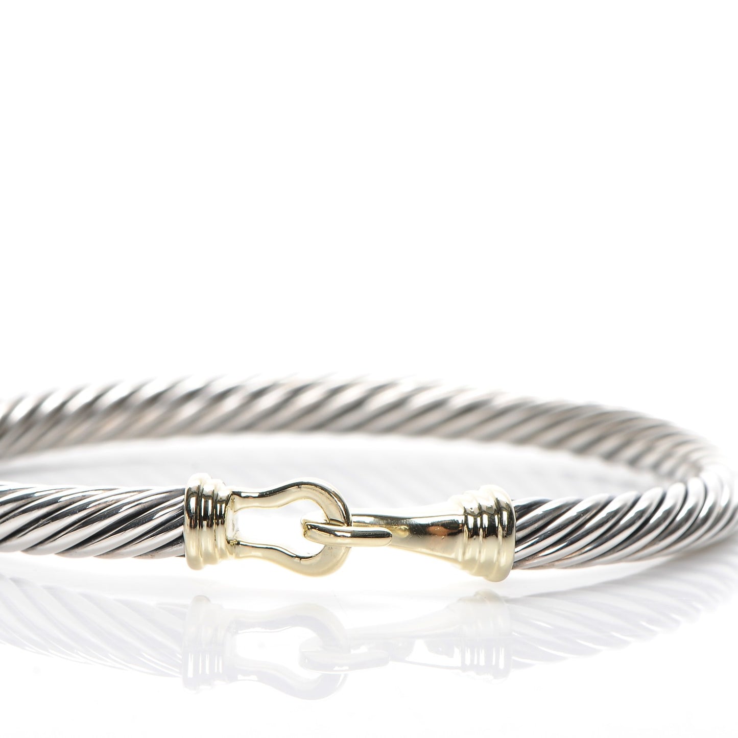 Sterling Silver 14K Yellow Gold 5mm Cable Classic Buckle Bracelet